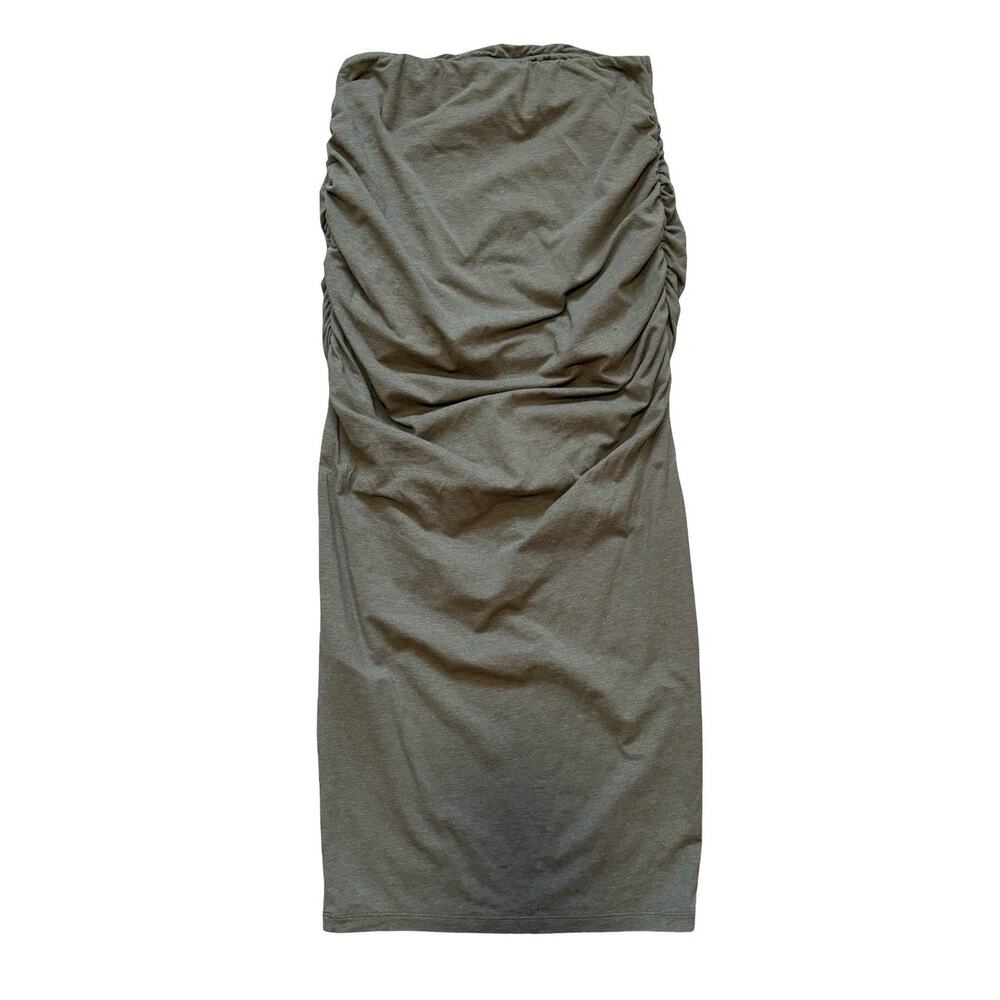 James Perse Olive Green Ruched Midi Pencil Skirt Size 1
